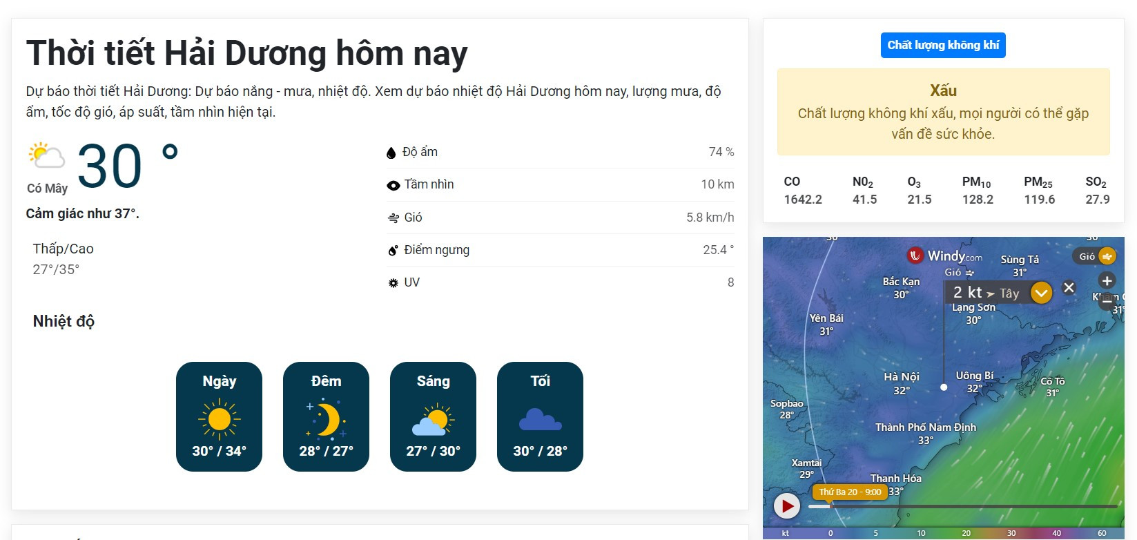 Người dân và du khách có thể theo dõi cập nhiệt nhiệt độ theo từng giờ hoặc xem trước thời tiết Hải Dương ngày mai