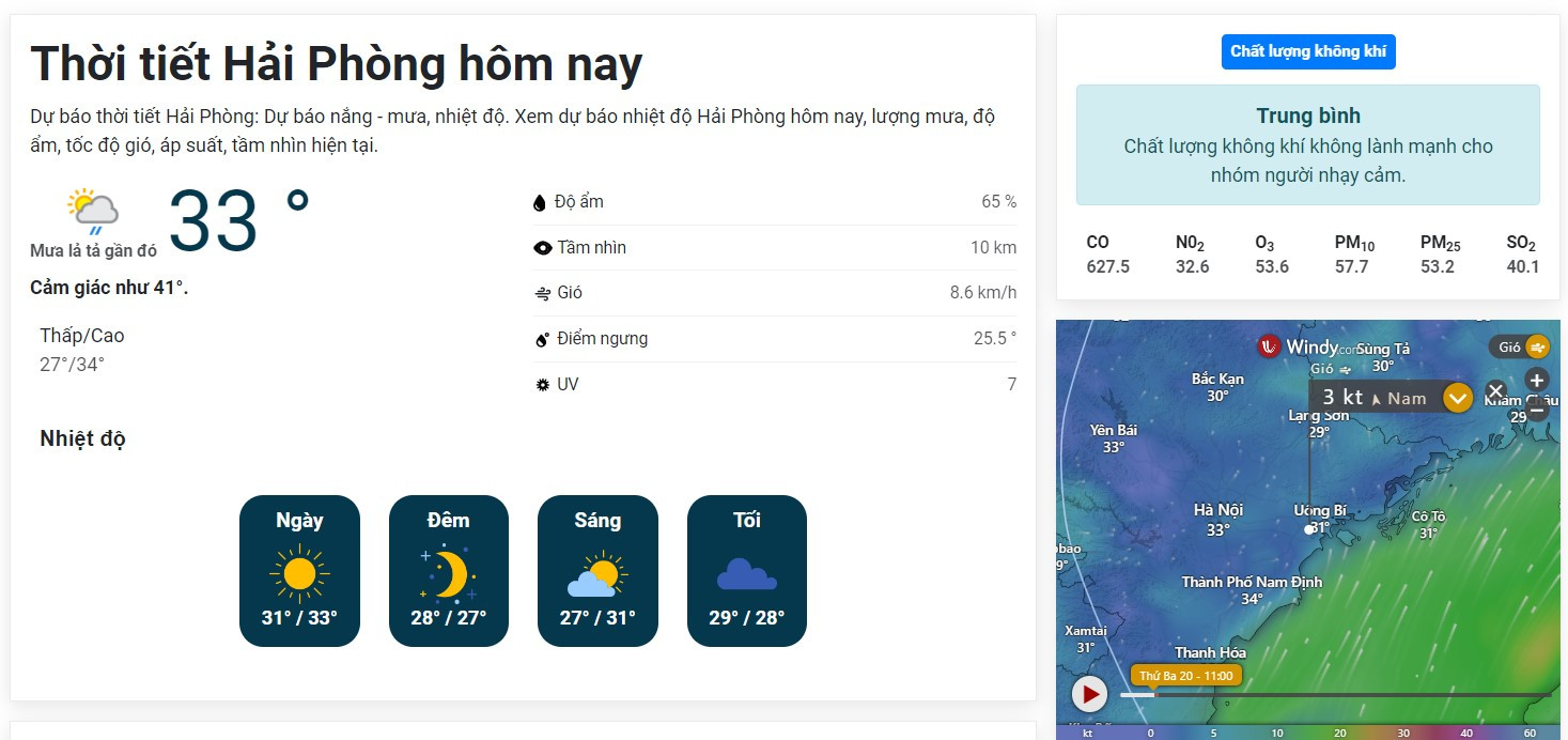 Thông tin thời tiết Hải Phòng hôm nay được cập nhật với độ chính xác cao