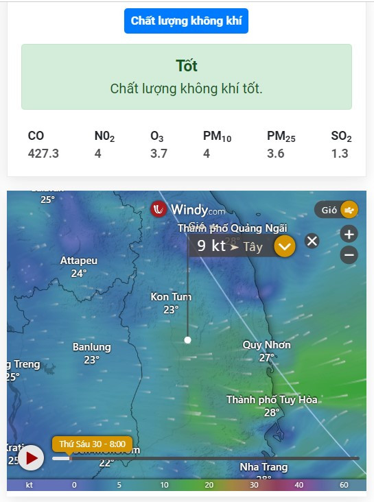 Theo dõi cảnh báo chất lượng không khí với giao diện trực quan