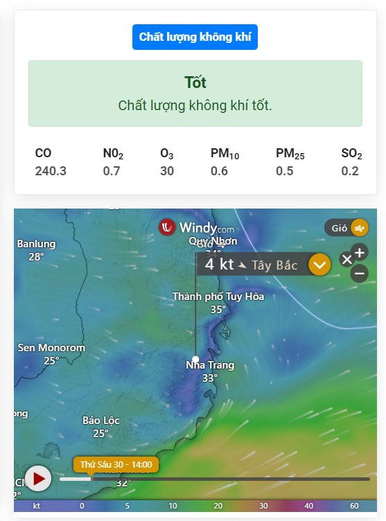 Cảnh báo chất lượng không khí ở Khánh Hòa luôn được cập nhật liên tục