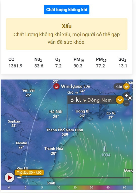 Dữ liệu chính xác, được cập nhật liên tục từ các trạm quan trắc