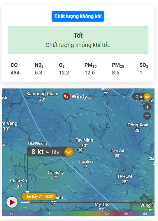 Thoitietvn.vn cung cấp cảnh báo chất lượng không khí chính xác cho An Giang