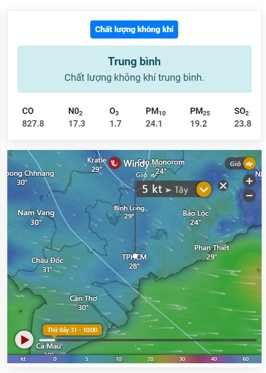 Chất lượng không khí tại Hồ Chí Minh luôn được theo dõi cẩn thận và thông báo liên tục