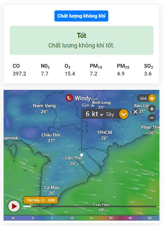 Kiểm tra chất lượng không khí để chủ động các biện pháp bảo vệ trước khi ra ngoài