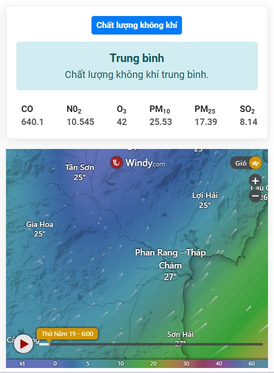 Theo dõi cảnh báo chất lượng không khí tại Ninh Thuận mỗi ngày