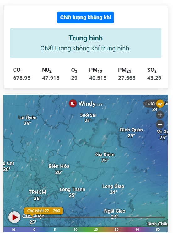 Người dùng có thể kiểm tra chất lượng không khí tại chi tiết từng vùng
